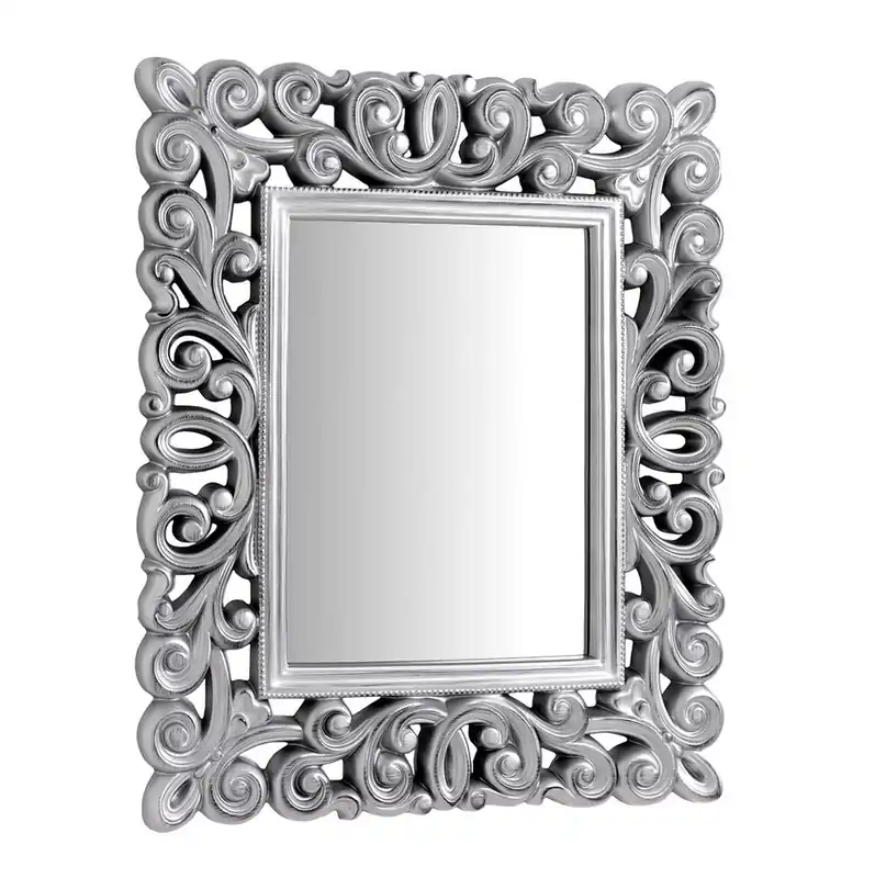 Espejo barroco plata patinado 80×67 cm - Espejos