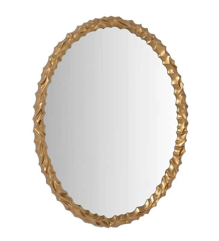 Espejo ovalado dorado patinado 70×92 cm - Espejos