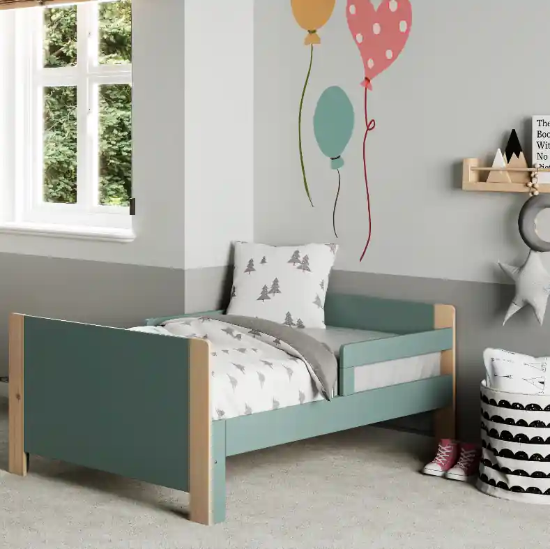 Cama evolutiva juvenil verde 90×140+90x50cm - Camas y canapes
