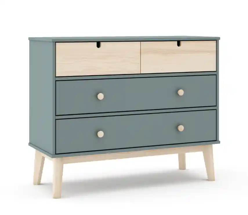 Comoda Estefania madera de pino verde natural 100cm - Comodas Sinfonier