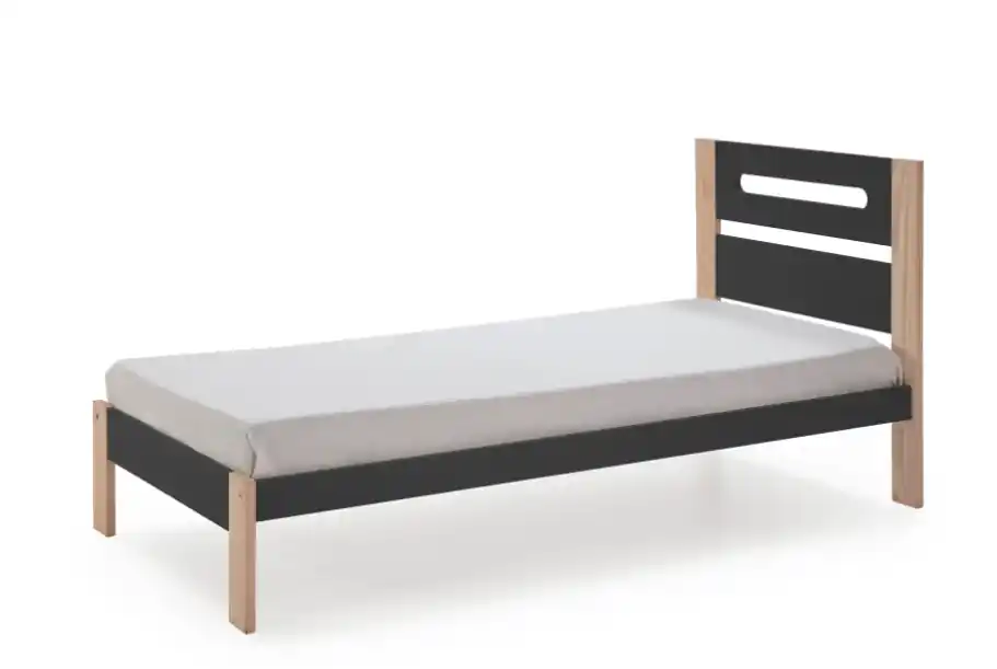 Cama Keisly madera pino antracita 90x190cm - Camas y canapes