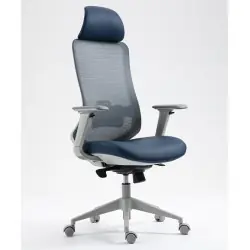 Sillón de oficina ergonómico malla y asiento gris azul - Sillas oficina operativas