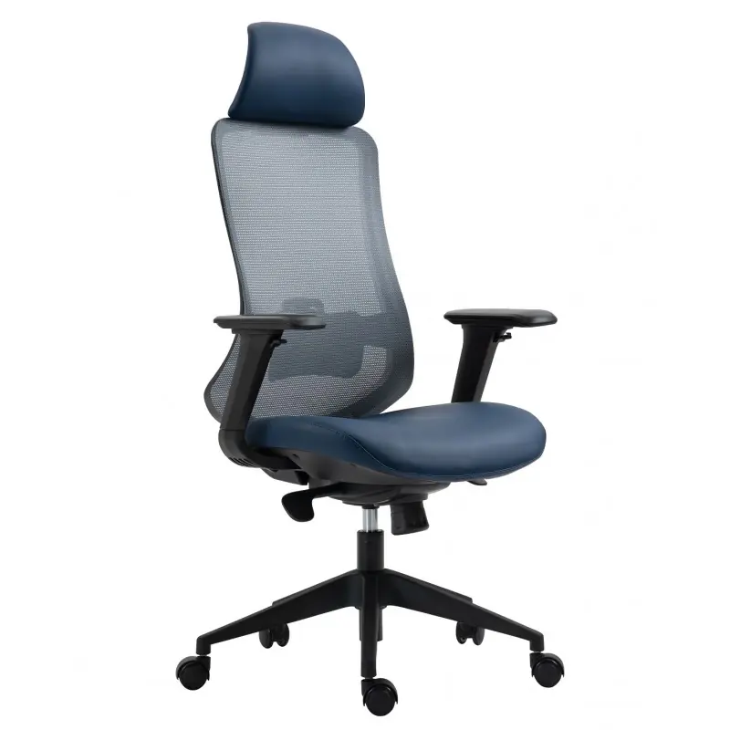 Sillón de oficina ergonómico malla y asiento azul - Sillas oficina operativas