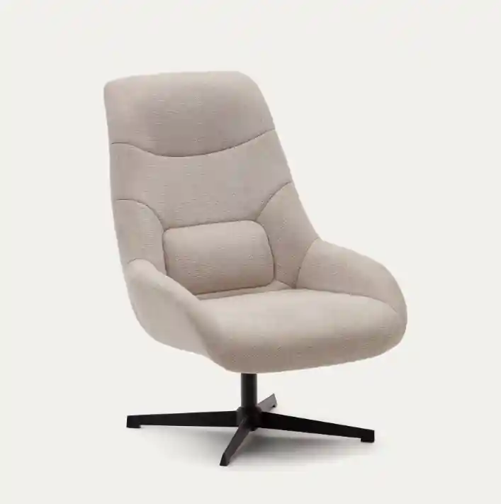 Butaca giratoria efecto borreguito beige - Sillones butacas divanes