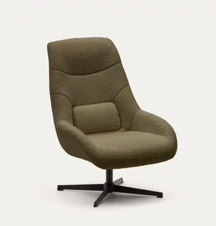 Butaca giratoria efecto borreguito verde - Sillones butacas divanes