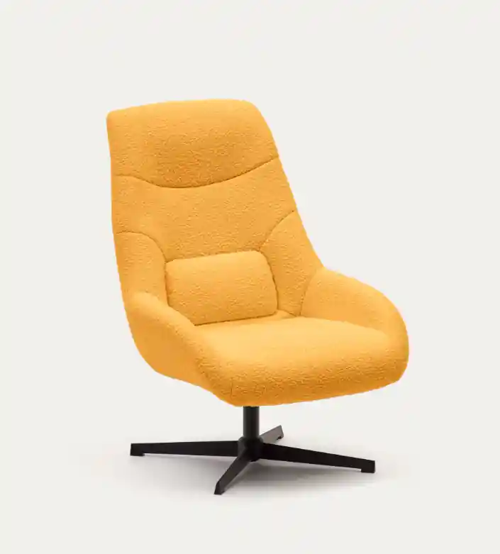 Butaca giratoria efecto borreguito mostaza - Sillones butacas divanes