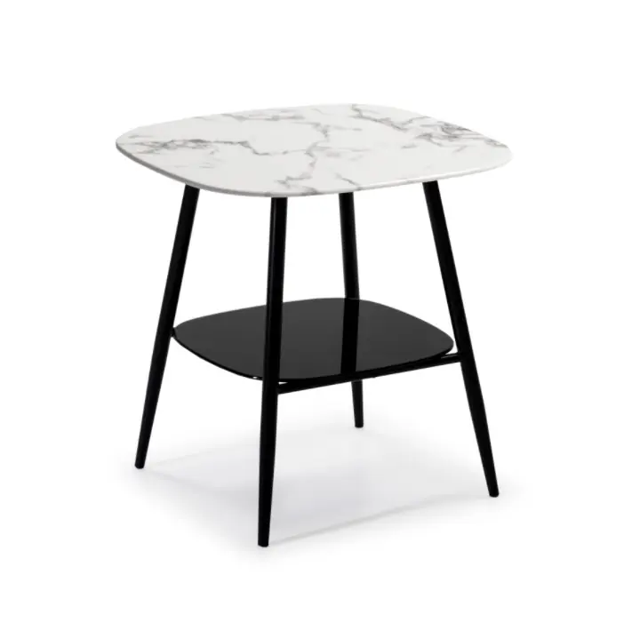 Mesa rincon alina cristal marmol blanco 55×55 cm - Mesas de centro y auxiliares