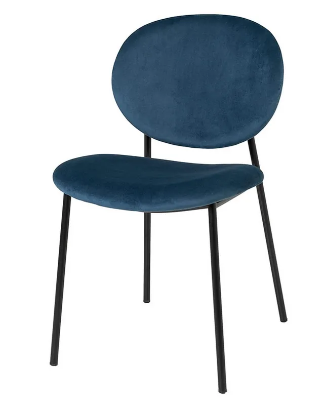 Silla Ursula terciopelo azul respaldo oval - Sillas