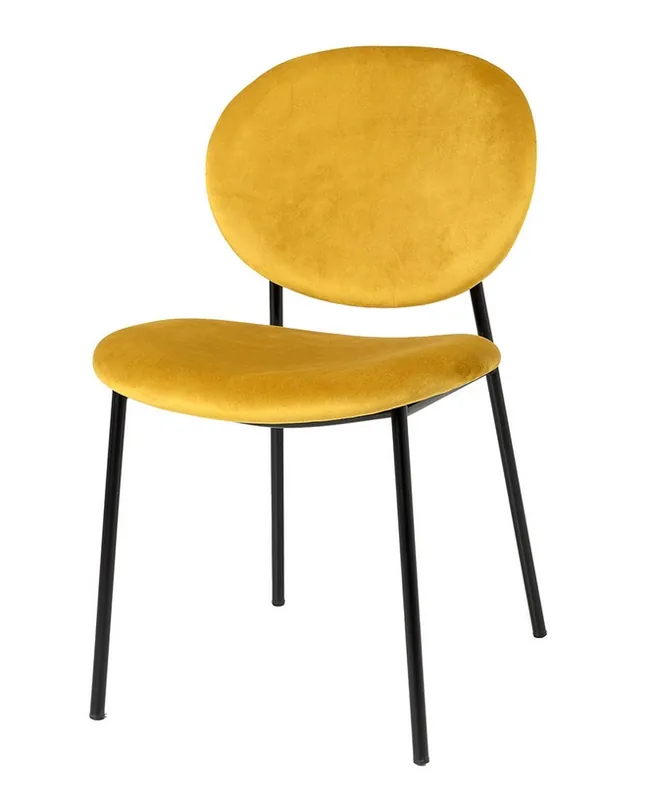 Silla Ursula terciopelo mostaza respaldo oval - Sillas
