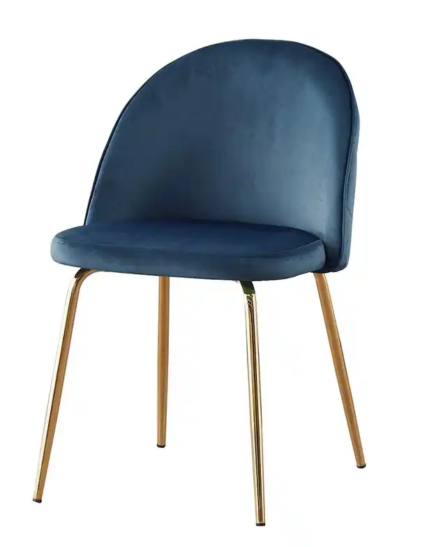 Silla Ursula terciopelo azul patas doradas - Sillas