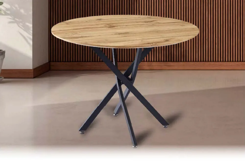 Mesa redonda Ruth efecto madera 100 cm - Mesas de comedor