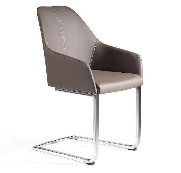Silla reposabrazos ecopiel gris topo acero inox - Sillas