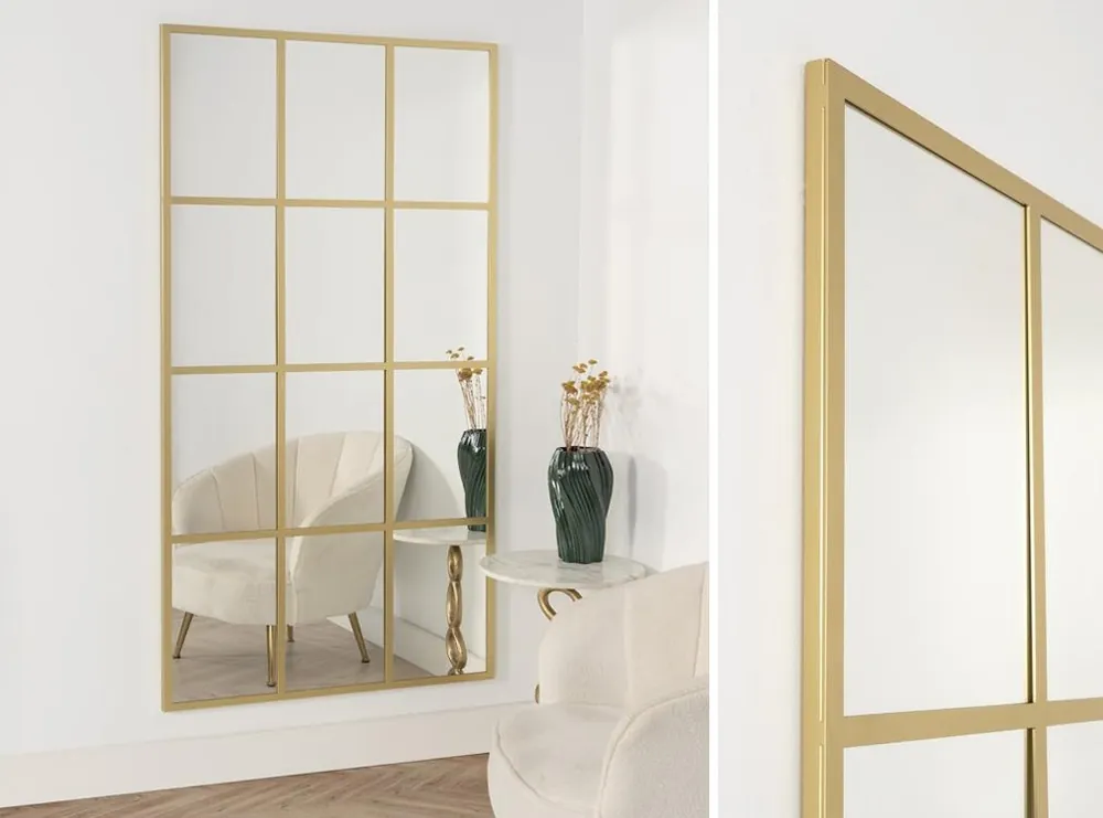 Espejo ventana metal dorado 180×90 cm - Espejos