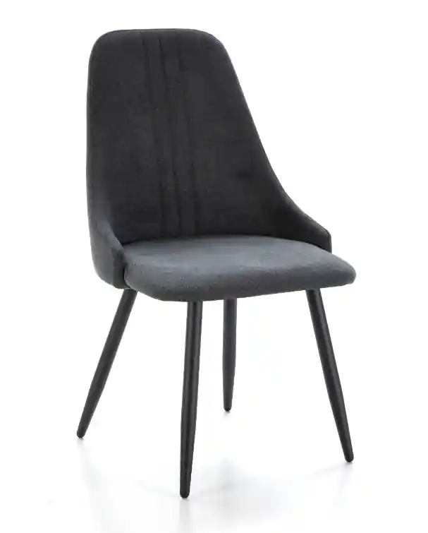 Silla retro Mani tela gris oscuro pies acero negro - Sillas