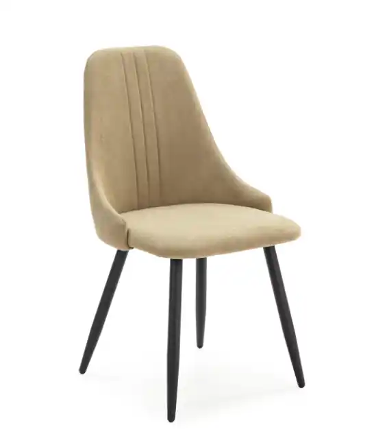 Silla retro Mani tela verde pies acero negro - Sillas