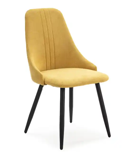 Silla retro Mani tela amarilla pies acero negro - Sillas