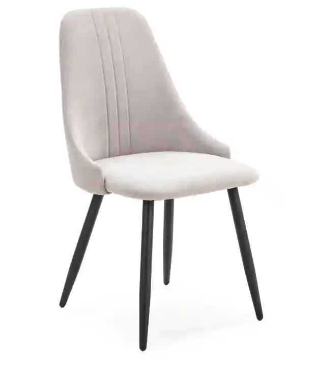 Silla retro Mani tela gris claro pies acero negro - Sillas