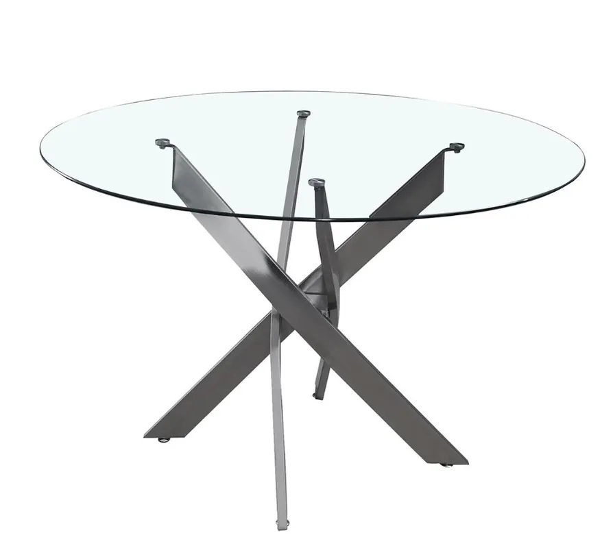 Mesa circular acero black titanium cristal 120 cm - Mesas de comedor