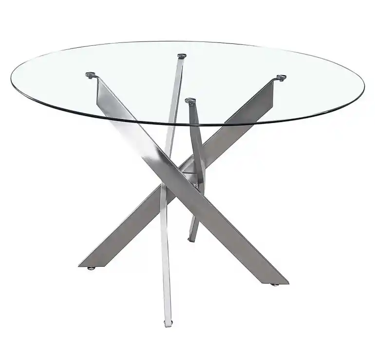 Mesa circular acero inox cristal 120 cm - Mesas de comedor