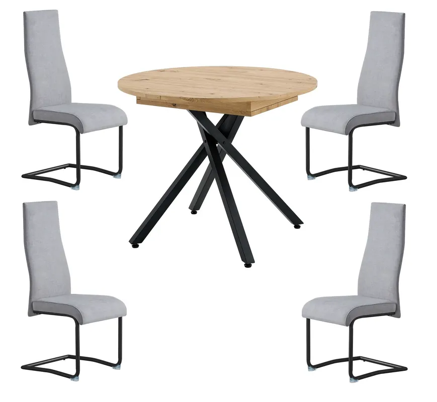 Conjunto de comedor mesa redonda Danube sillas roma gris - Conjuntos comedor
