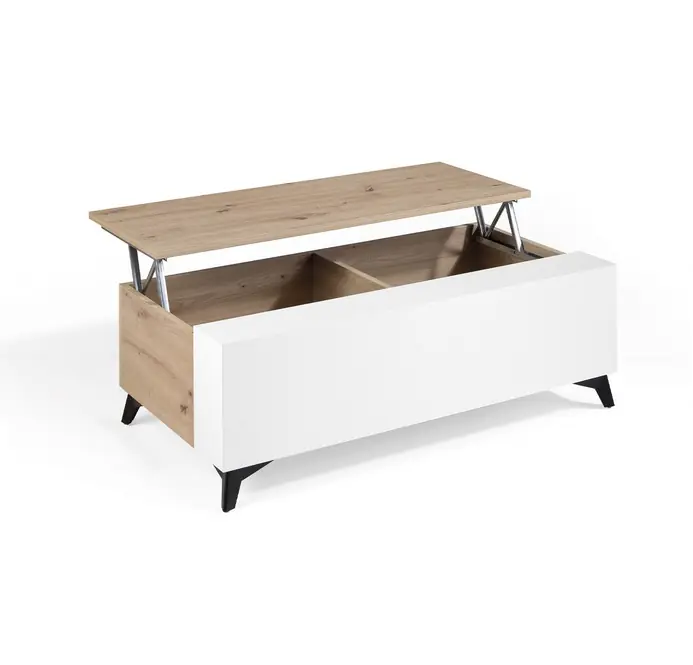 Mesa de centro elevable roble blanco polar Moritz 110×60 - Mesas de centro y auxiliares