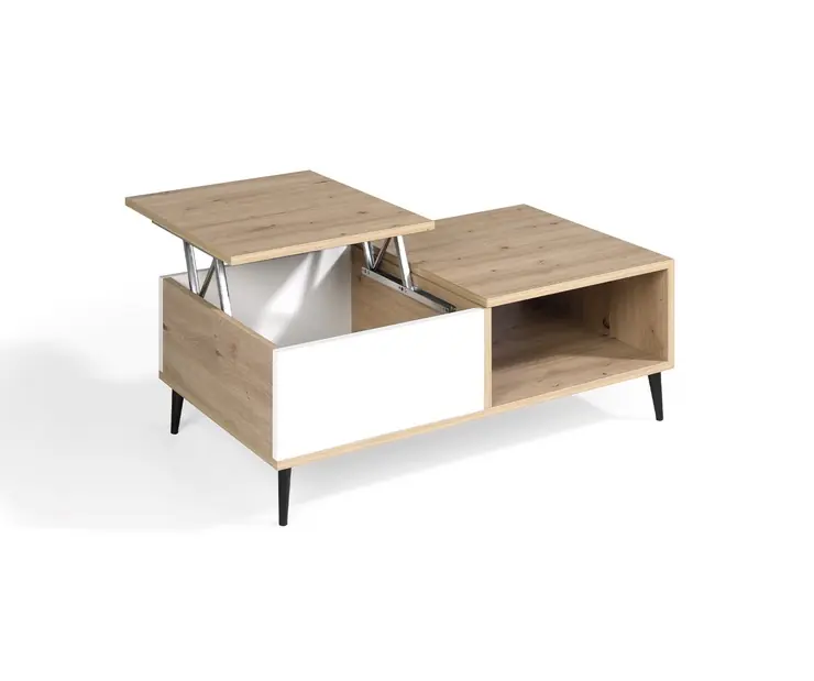 Mesa de centro elevable blanco roble Aspen 100×60 - Mesas de centro y auxiliares