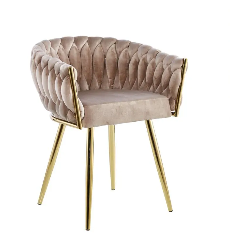 Silla Tiffany acero dorado y terciopelo beige - Sillas