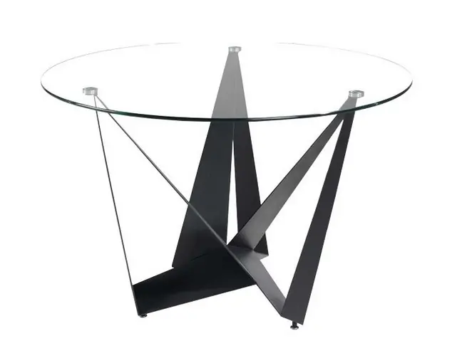 Mesa skorpio circular cristal acero negro 120 cm - Mesas de comedor