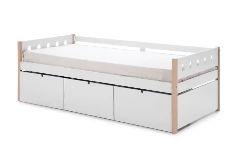 Cama con cajones Compte PINO/DM blanco 90x190cm - Camas y canapes