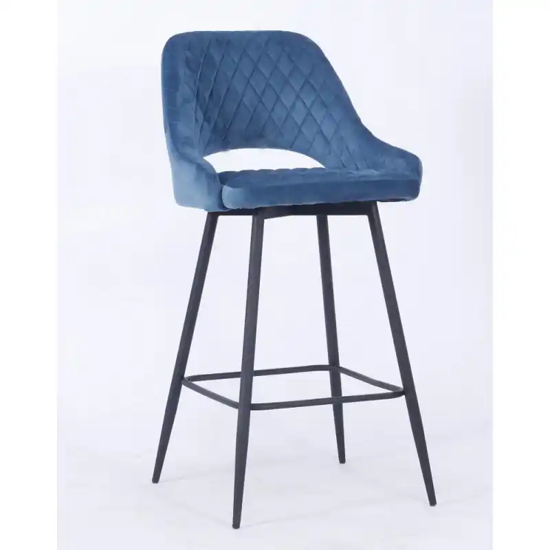 Taburete Boston tapizado velvet turquesa dark - Taburetes y puff