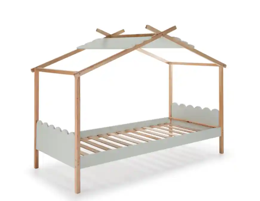 Cama Cabaña juventil Nuvem madera de pino gris claro 90×190 cm - Camas y canapes