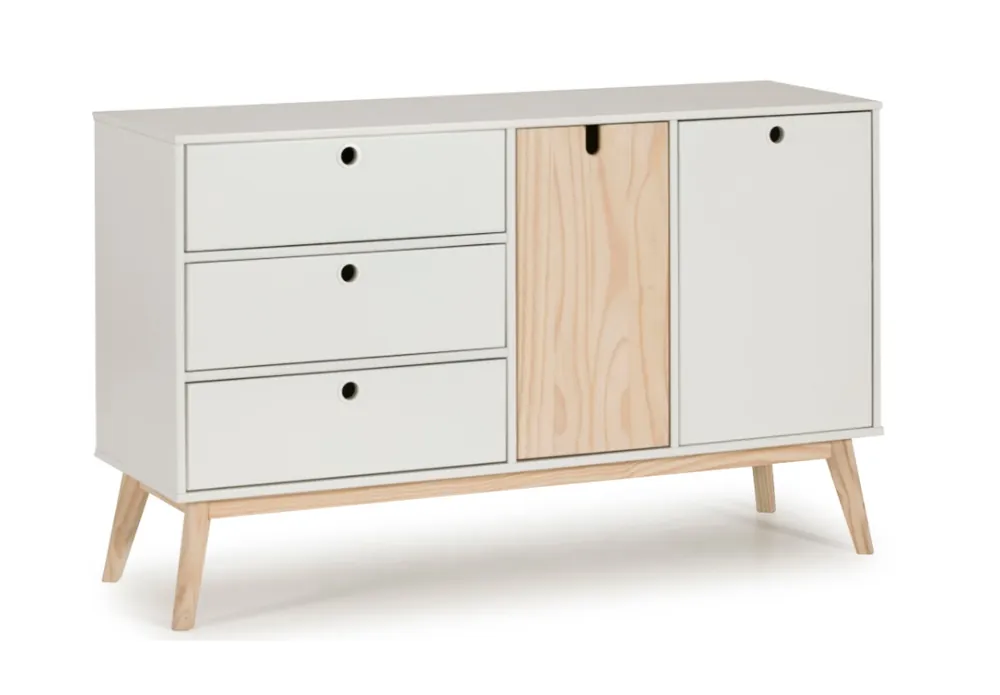 Aparador nordico Kiara blanco natural 130×40 - Aparadores