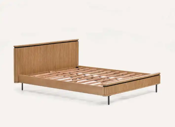 Cama London madera maciza de mango y metal negro 180x200cm - Camas y canapes