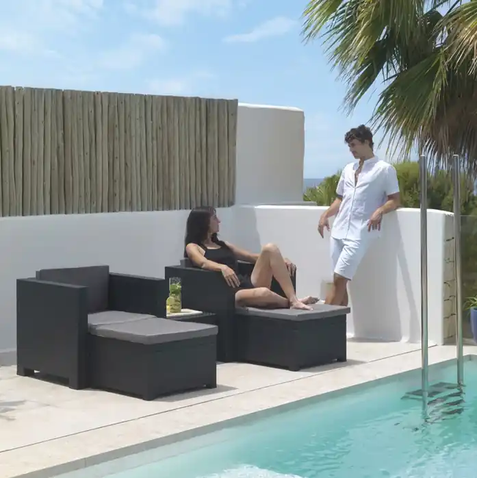 Set butacas poliratan antracita Lounge - Sofas terraza