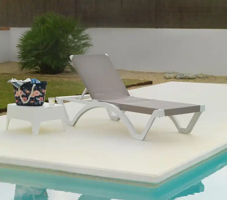 Tumbona ABS blanco textilene beige sorrento - Tumbonas aluminio