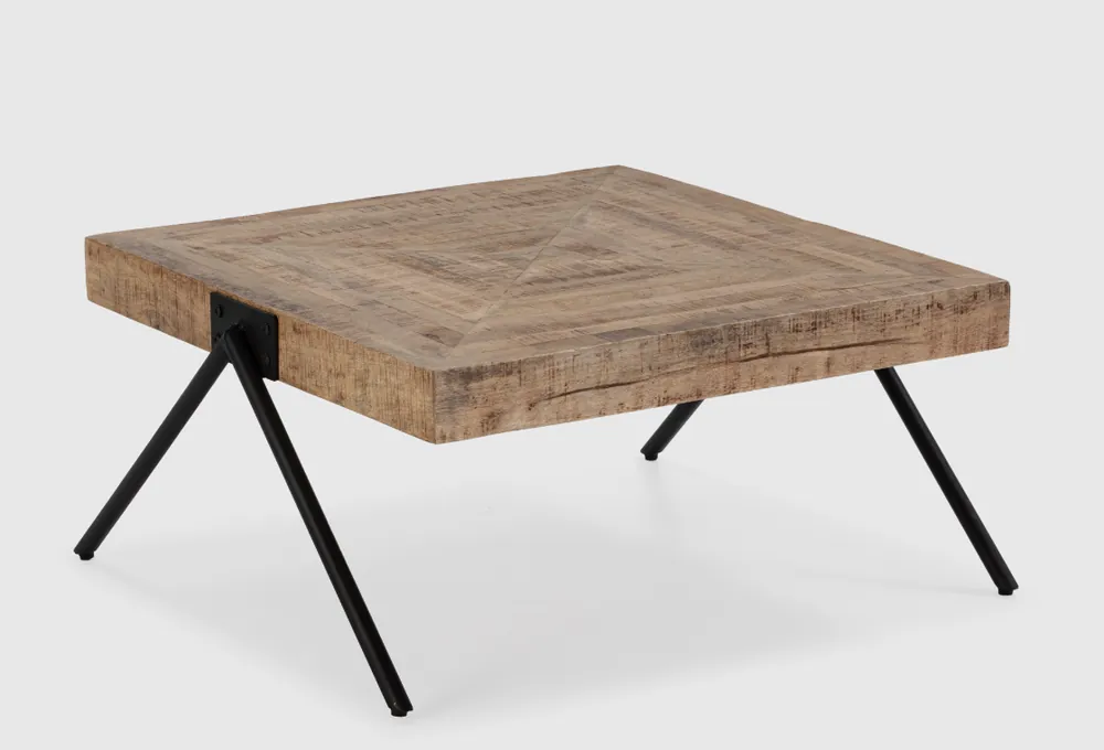 Mesa centro artesanal Indra madera mango natural 86x80cm - Mesas de centro y auxiliares