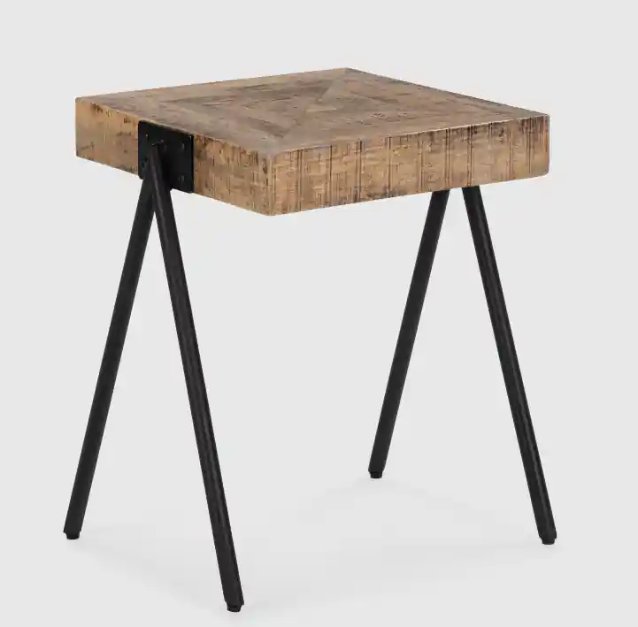 Mesa auxiliar artesanal Indra madera mango natural 45x51cm - Mesas de centro y auxiliares