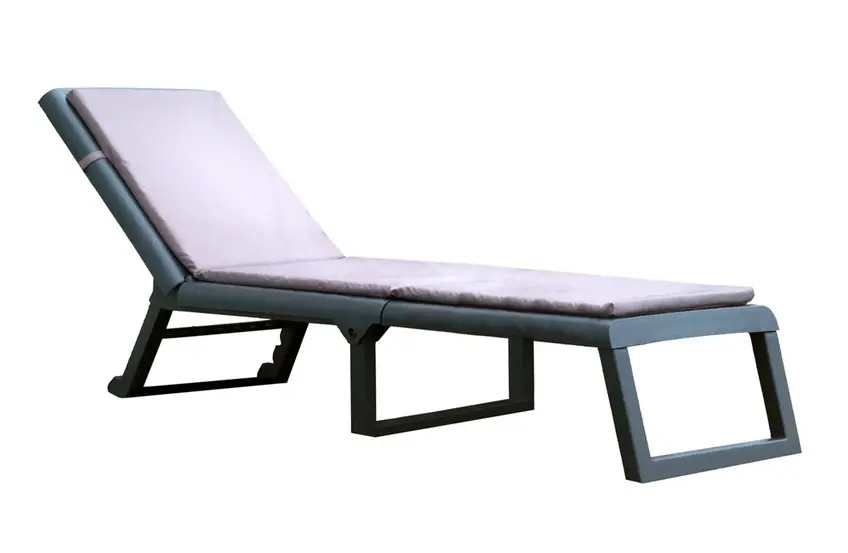 Tumbona plegable ABS antracita con cojin gris positano - Tumbonas aluminio