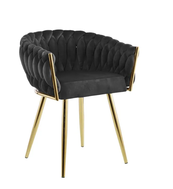 Silla Tiffany acero dorado y terciopelo negro - Sillas