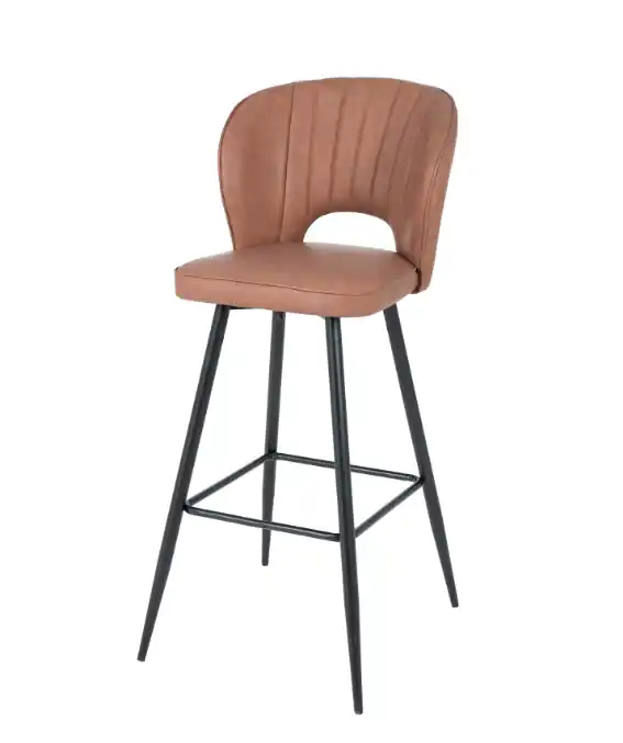 Set de 2 taburetes Alzira polipiel marrón 77cm - Taburetes y puff