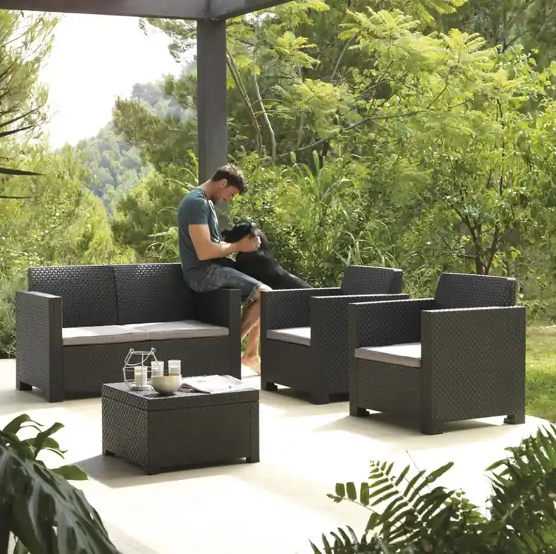 Set sofa terraza ratan antracita Reef - Sofas terraza