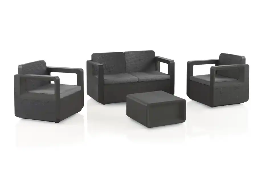 Set sofa terraza poliratan antracita kuramathi 4 plazas - Sofas terraza