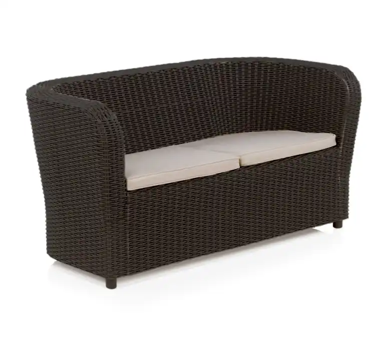 Sofa terraza ratan redondo antracita cojines gris Villa 2 plazas - Sofas terraza