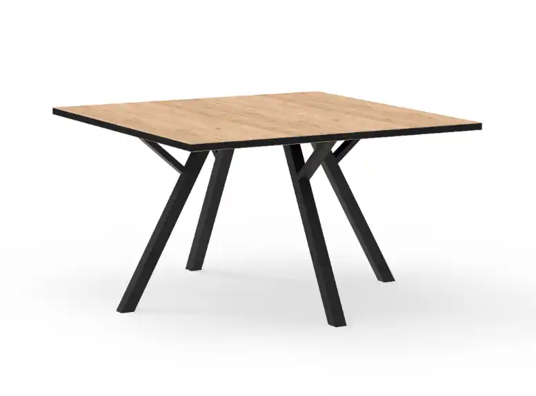 Mesa de comedor cuadrada Beni natural bocamina y patas en metal negro 136cm - Mesas de comedor