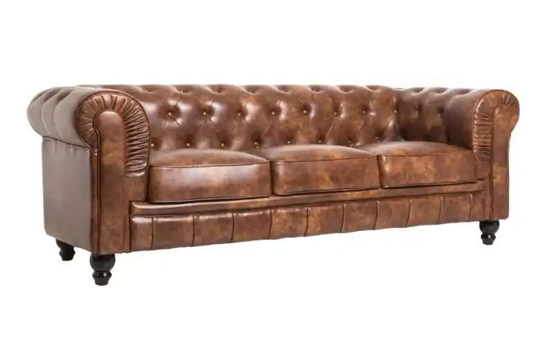 Sofa chester 3 plazas cuero viejo - Sillones