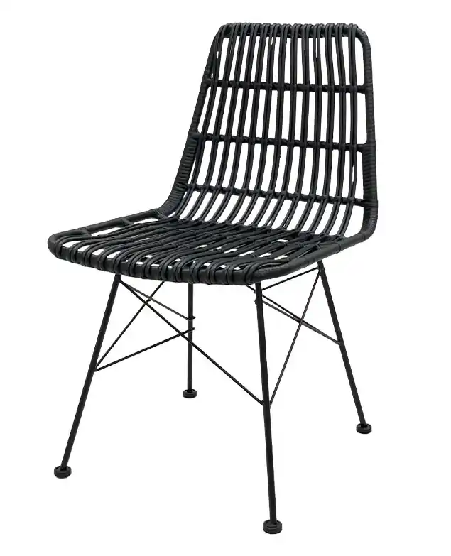 Silla rattan natural negro honey - Sillas de rattan