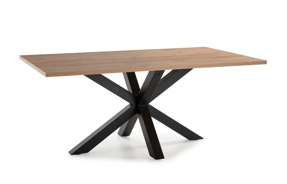Mesa de comedor Comba natural y patas acero negro 180x100cm - Mesas de comedor