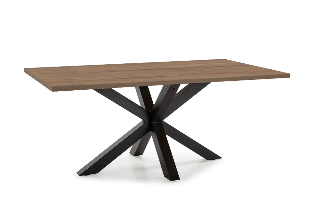 Mesa de comedor Comba nogal sabi y patas acero negro 180x100cm - Mesas de comedor