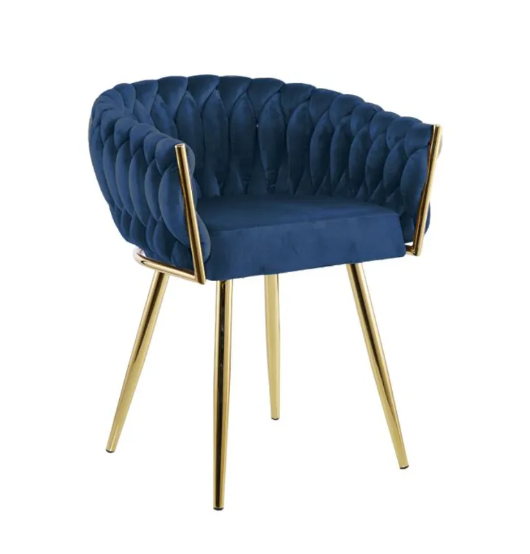 Silla Tiffany acero dorado y terciopelo azul - Sillas