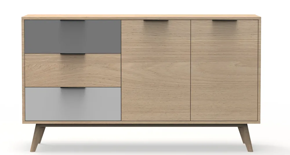 Aparador Elfa madera de pino roble gris 140x80cm - Aparadores